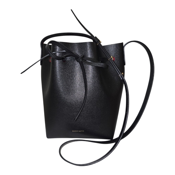 Mansur Gavriel Mini Bucket Bag In Black/Flamma Vegetable Tanned Leather - Picture 1 of 10
